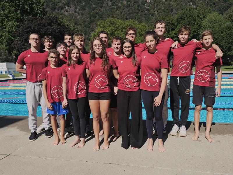 Atleti della prima squadra Turrita Nuoto in allenamento